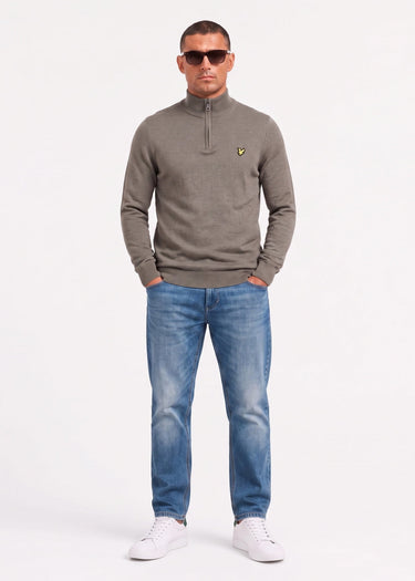 Lyle & Scott Truien Cotton merino quarter zip jumper - khaki ash