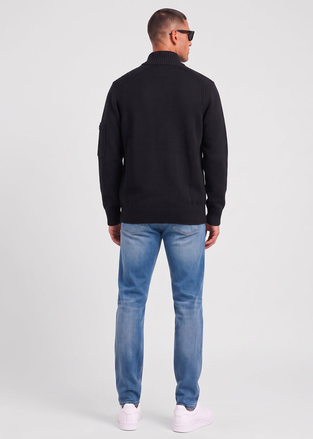 Lyle & Scott Cardigans Rib insert button through jumper - jet black