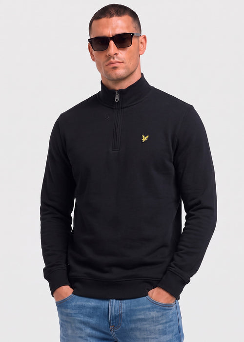 Loopback quarter zip sweat - jet black