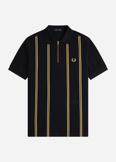 Fred Perry Polo's Vertical stripe polo shirt - black champagne