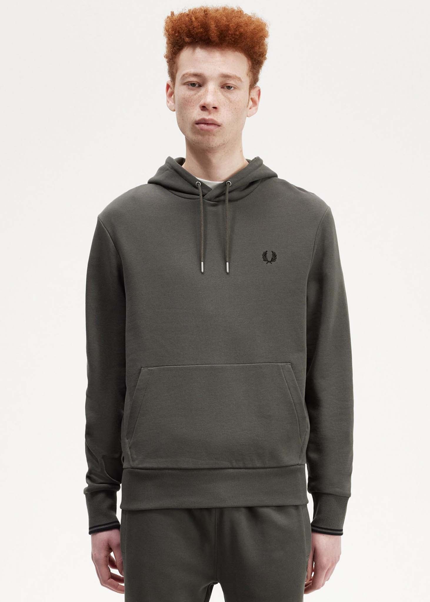 Fred Perry Hoodies  Tipped hooded sweatshirt - field green 