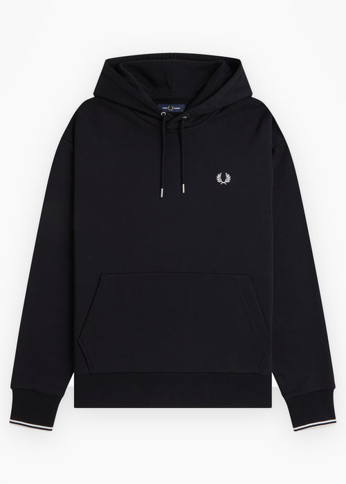 Tipped hooded sweatshirt - black