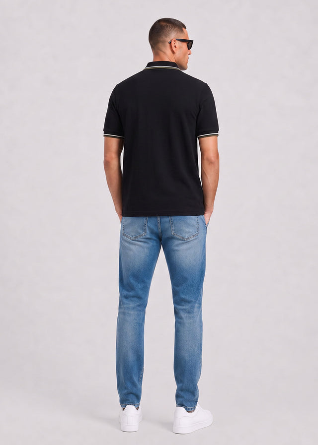Fred Perry Polos Twin tipped polo - black ecru laurel wreath green