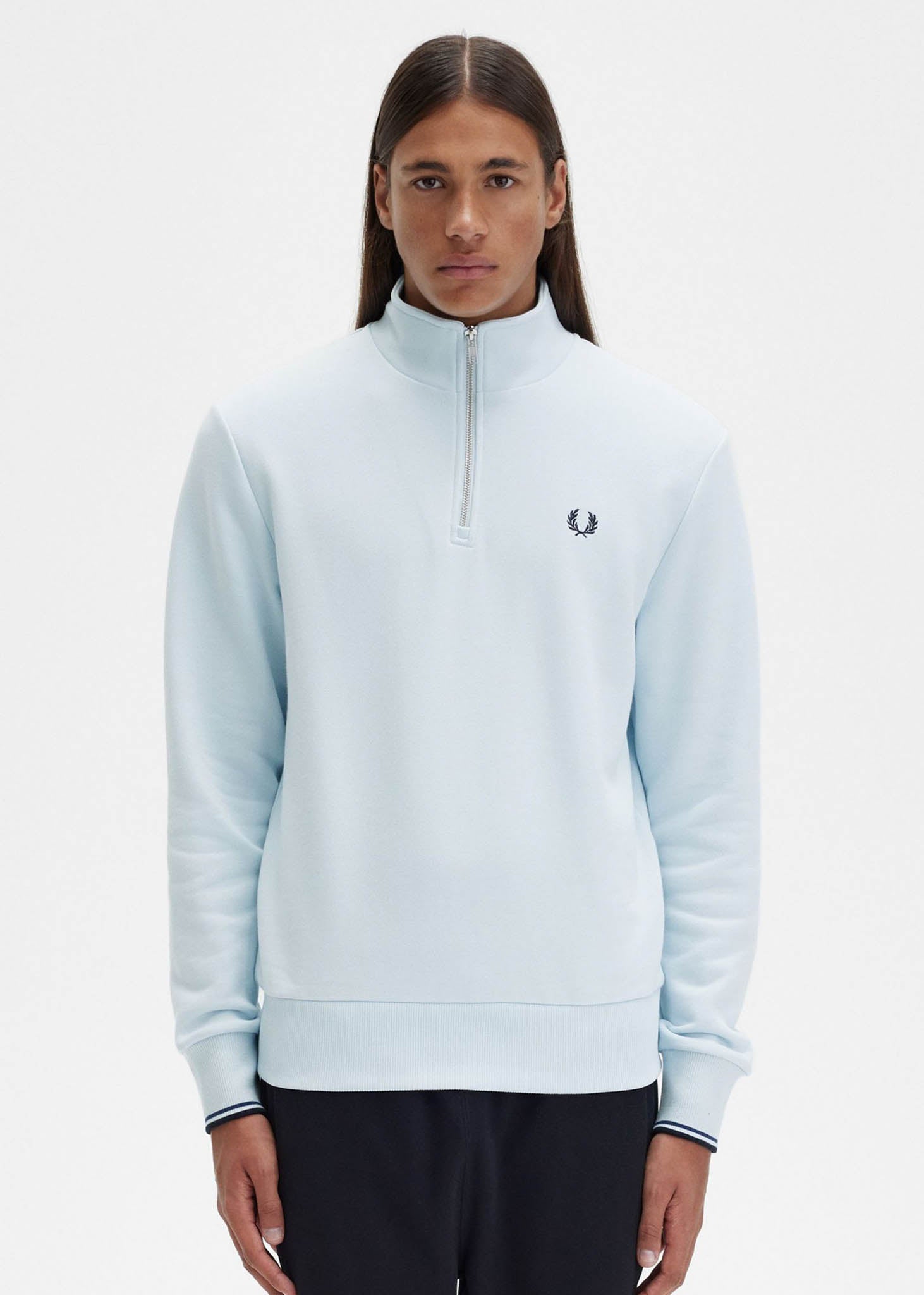 Fred Perry Truien  Half zip sweatshirt - light ice 