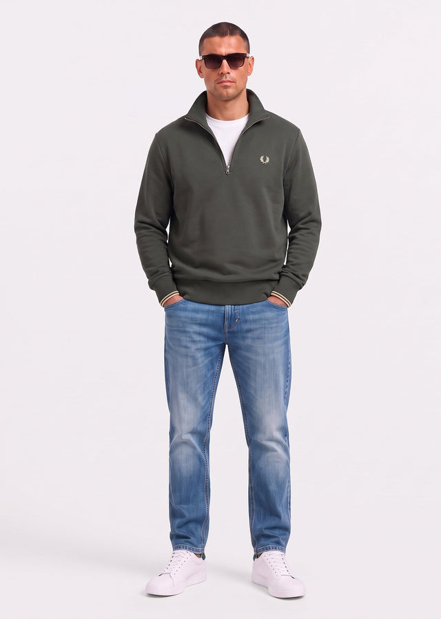 Fred Perry Sweaters Half zip sweatshirt - field green oatmeal