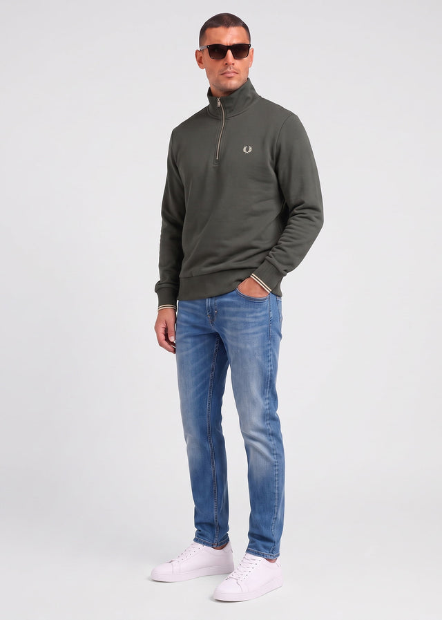 Fred Perry Sweaters Half zip sweatshirt - field green oatmeal