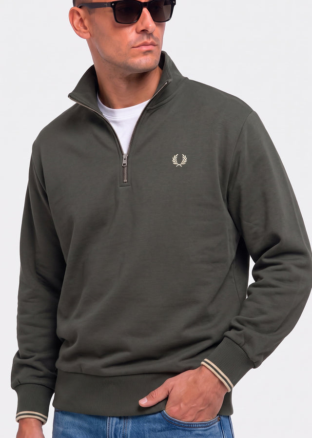 Fred Perry Sweaters Half zip sweatshirt - field green oatmeal