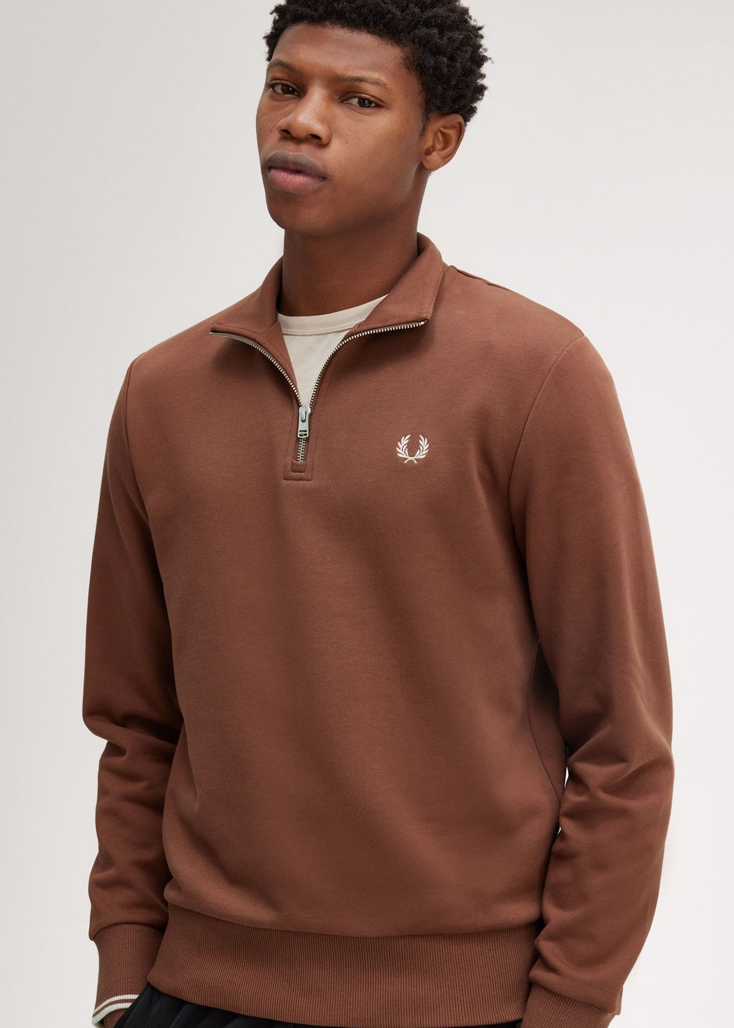 Fred Perry Truien  Half zip sweatshirt - whisky brown porridge marl 