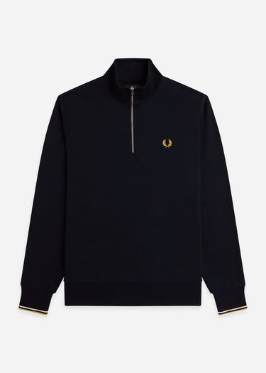 Fred Perry Truien Half zip sweat-shirt - navy ecru honeycomb