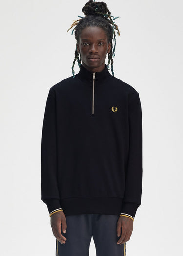 Fred Perry Truien Half zip sweat-shirt - navy ecru honeycomb