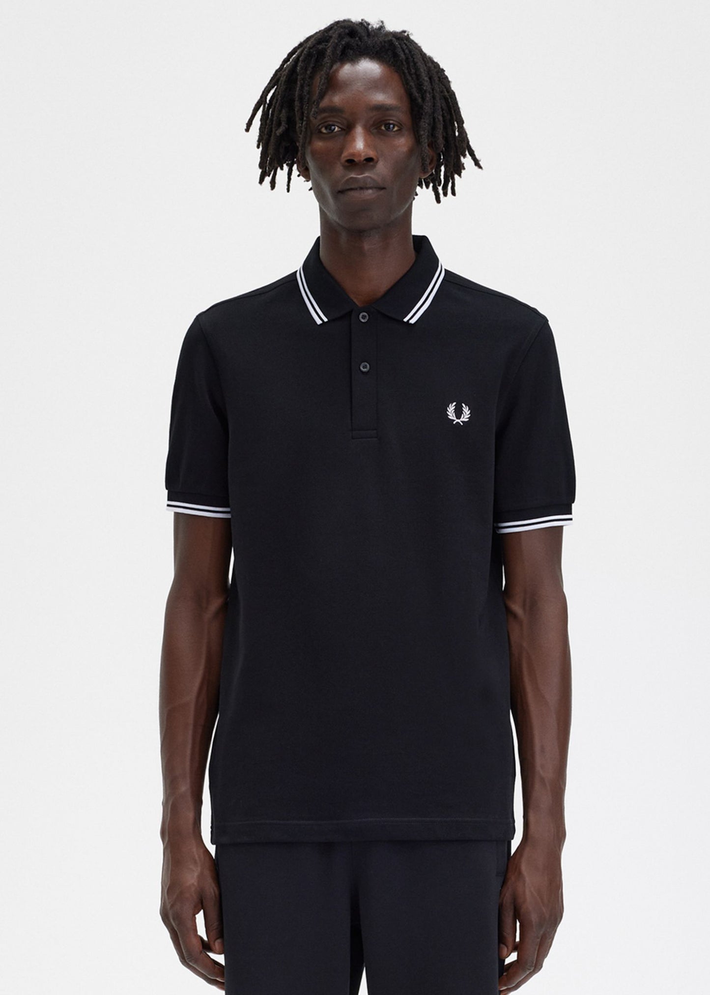 Twin tipped fred perry shirt - black white white