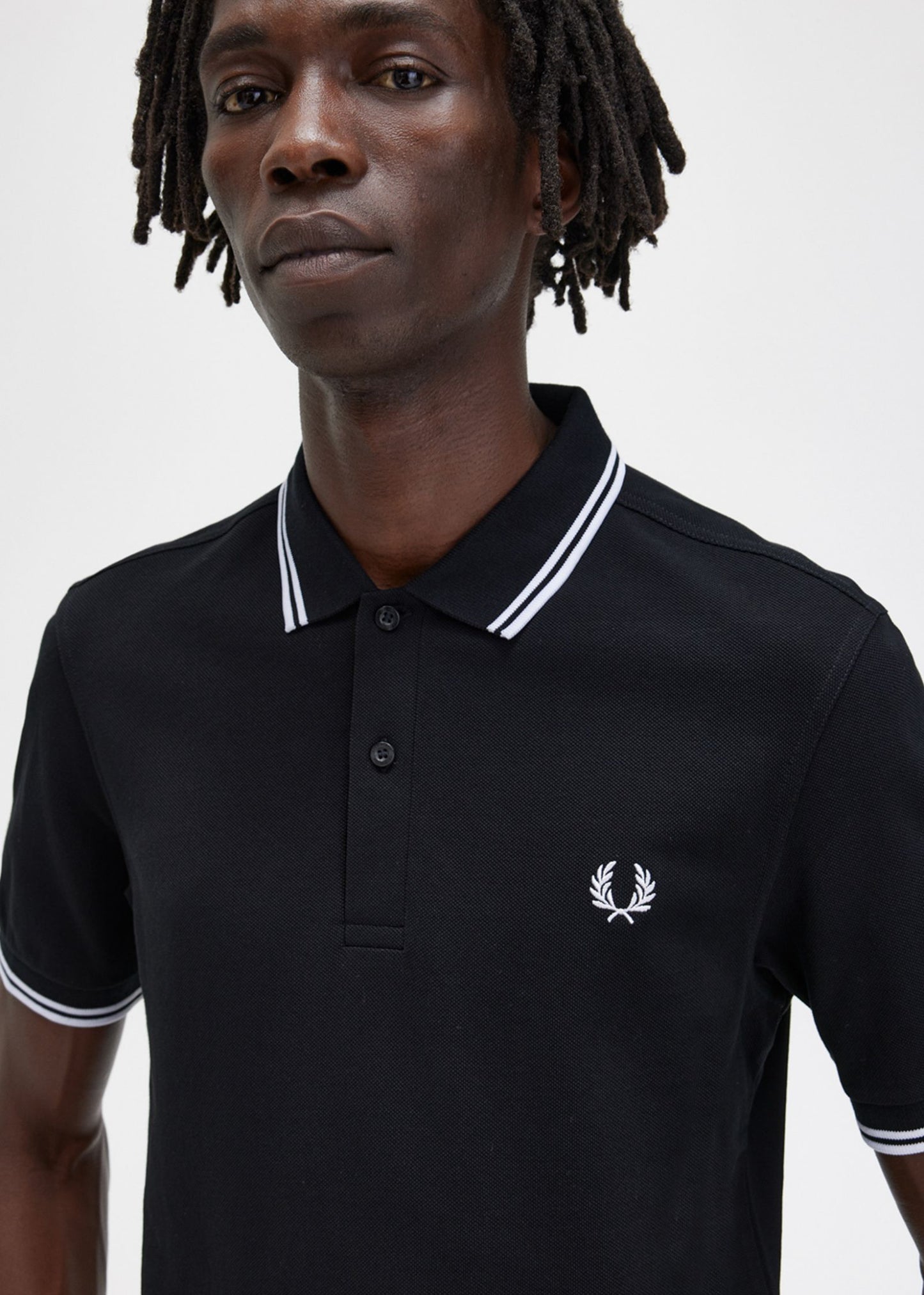 Twin tipped fred perry shirt - black white white
