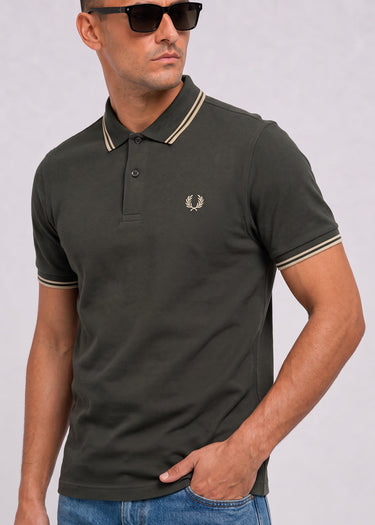 Twin tipped polo - field green oatmeal