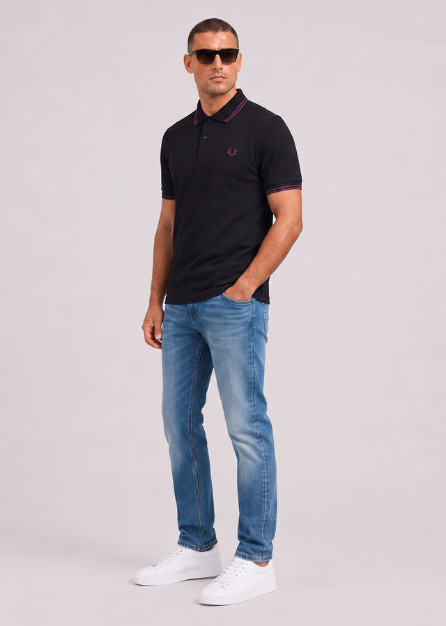 Fred Perry Polos Twin tipped polo - black plum plum