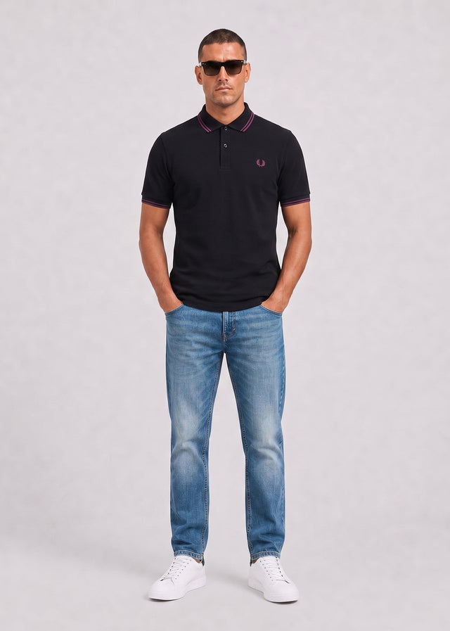 Fred Perry Polos Twin tipped polo - black plum plum
