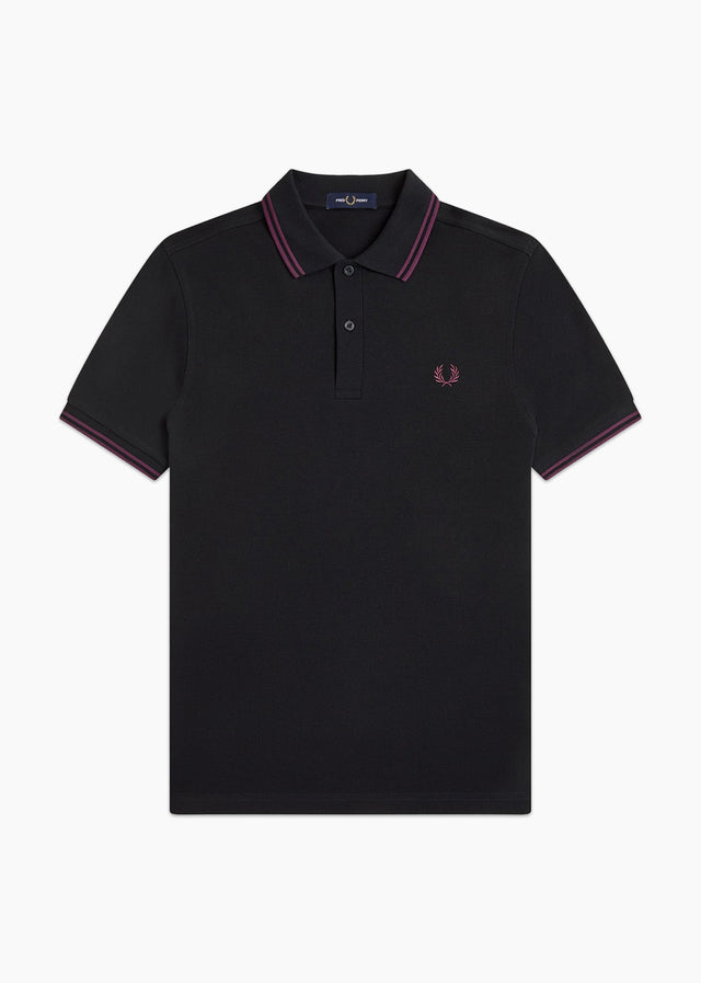 Fred Perry Polos Twin tipped polo - black plum plum