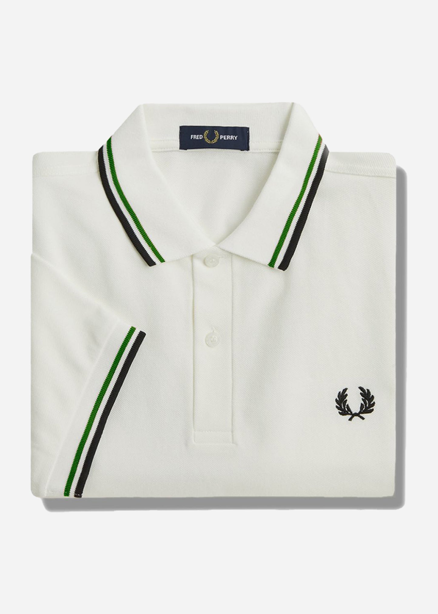 Twin tipped fred perry shirt - ecru fp green navy