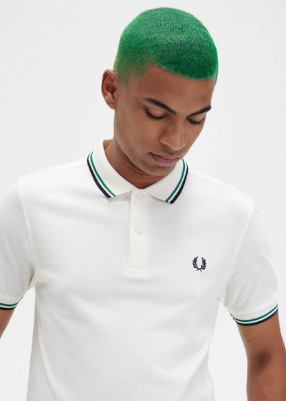 Fred Perry Polo's  Twin tipped fred perry shirt - ecru fp green navy 