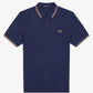 Twin tipped fred perry shirt - french navy seagrass light rust