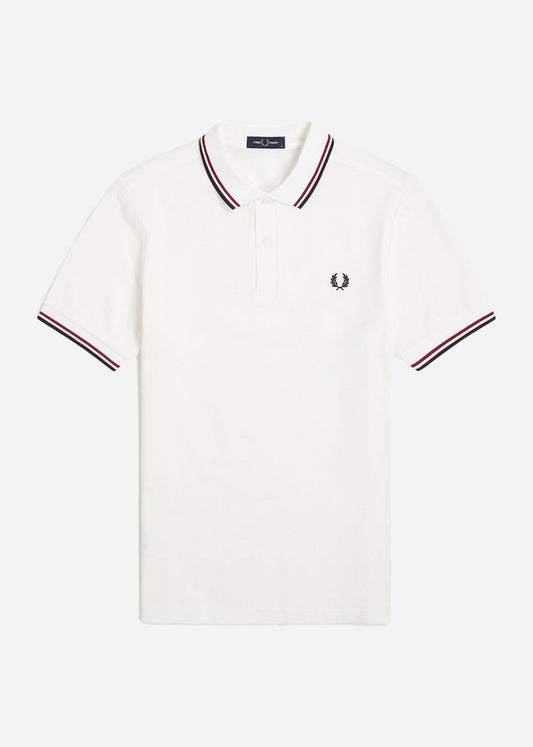 Fred Perry Polo's  Twin tipped fred perry shirt - snow white burnt red navy 