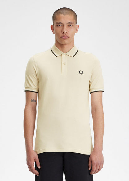 Fred Perry Polo's  Twin tipped fred perry shirt - oatmeal ecru blk 