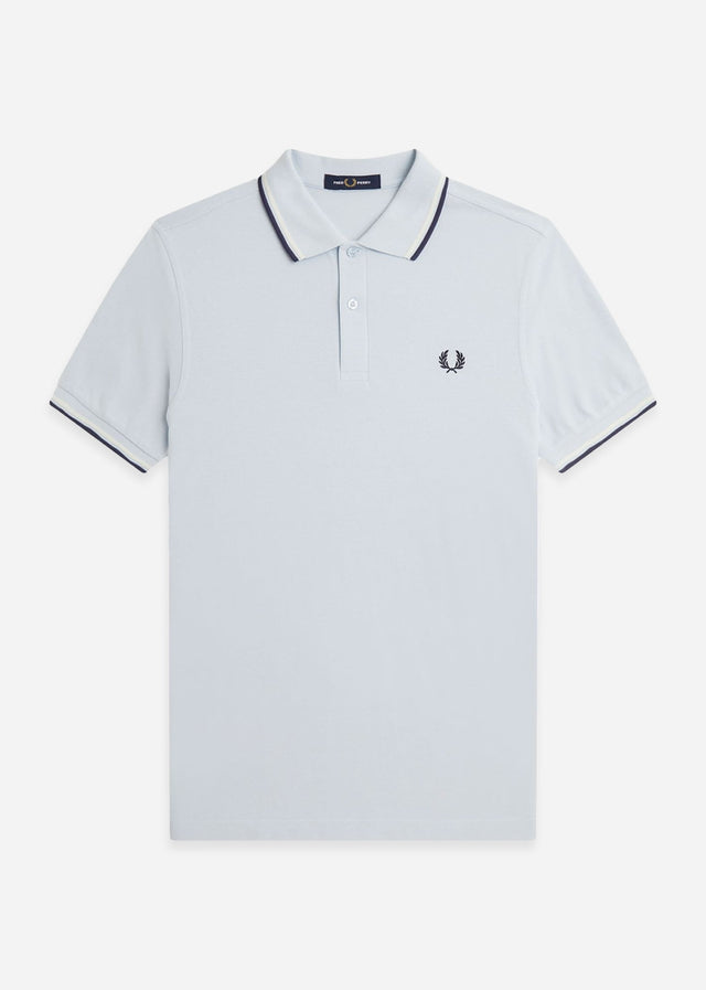Fred Perry Polos Twin tipped fred perry polo shirt-Light Ice Snow White Tennisblue