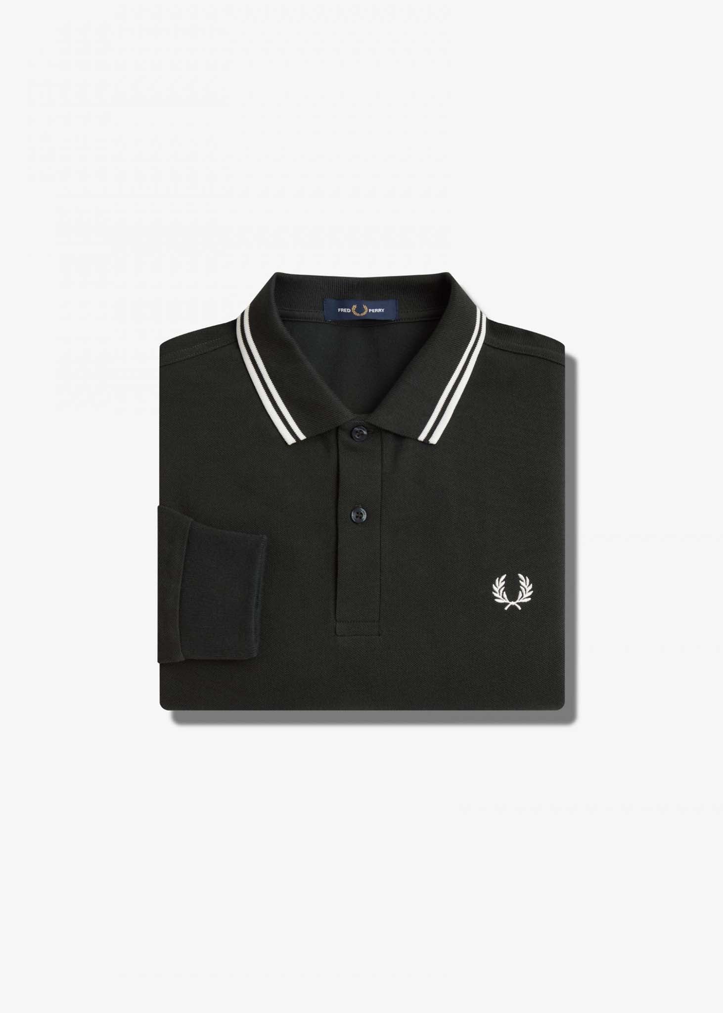 Fred Perry Longsleeve Polo's  LS twin tipped shirt - night green snow white 