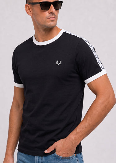 Taped ringer t-shirt - black