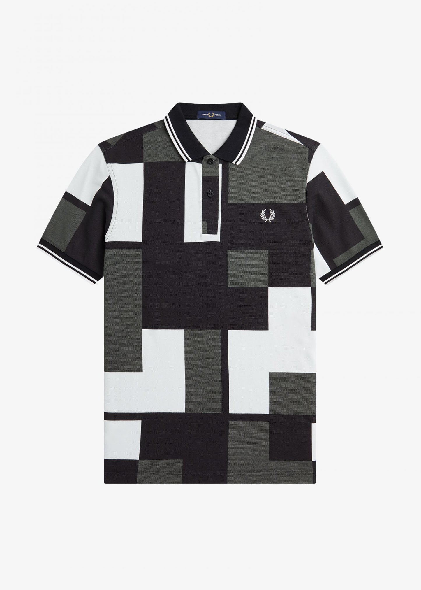 Pixel print fred perry shirt - light ice