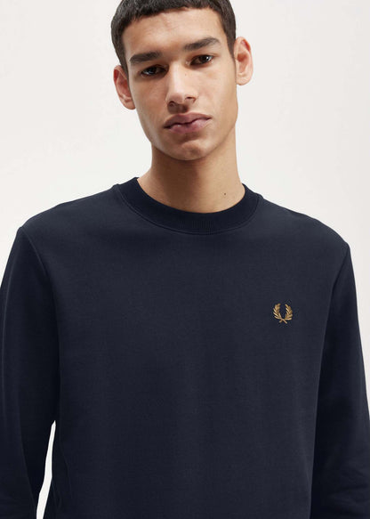 Fred Perry Truien  Crew neck sweatshirt - navy dark caramel 