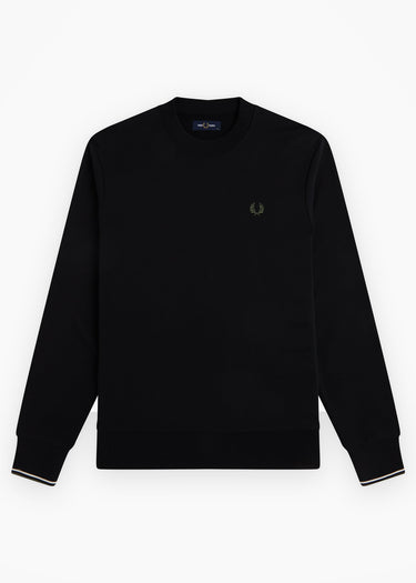 Fred Perry Sweaters Crew neck sweatshirt - black ecru laurel wreath green