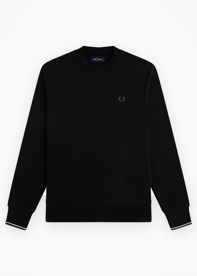 Fred Perry Sweaters Crew neck sweatshirt - black ecru laurel wreath green