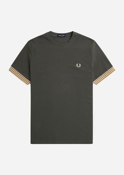 Fred Perry T-shirts  Striped cuff t-shirt - field green 