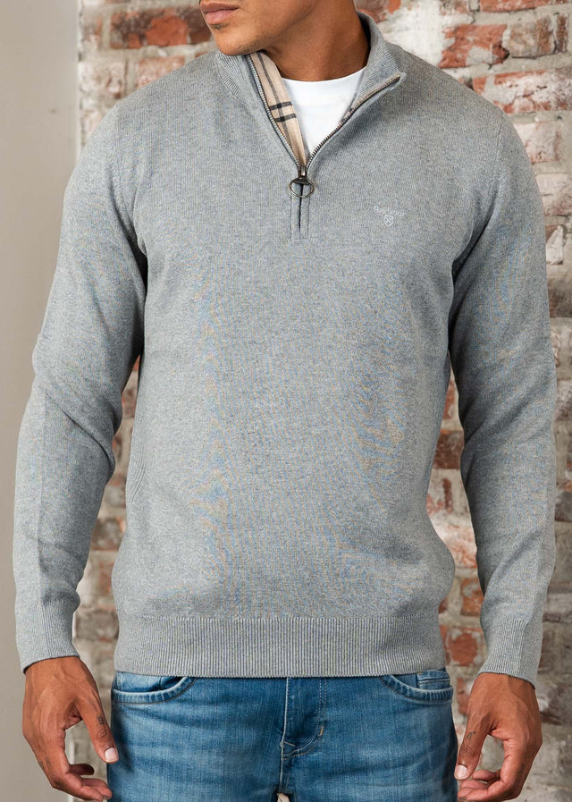 Barbour Sweaters Barbour cotton half zip knitted jumper - grey marl