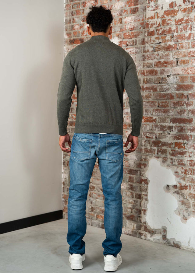 Barbour Sweaters Cotton half zip knitted jumper - olive marl