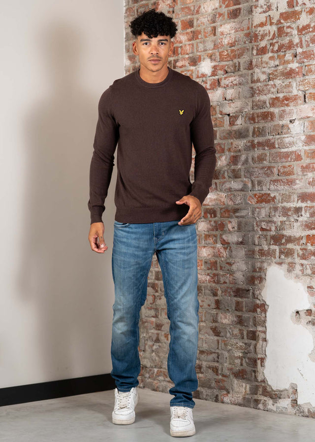 Lyle & Scott Sweaters Cotton merino crew neck jumper - espresso