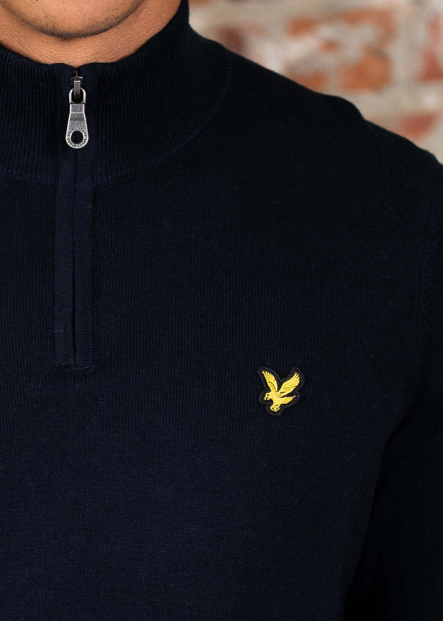 Lyle & Scott Sweaters Cotton merino quarter zip jumper - dark navy