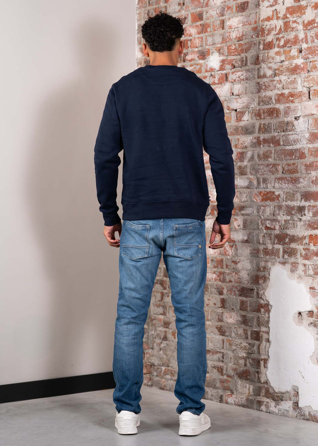 Aquascutum Sweaters Centered logo crewneck - navy