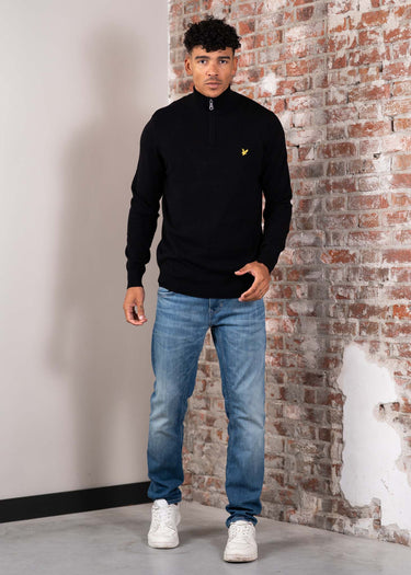 Lyle & Scott Truien Cotton merino quarter zip jumper - jet black