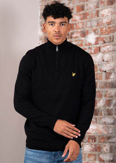 Lyle & Scott Truien Cotton merino quarter zip jumper - jet black