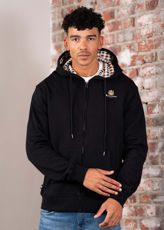 Aquascutum Cardigans Full zipped hoodie fleece - black