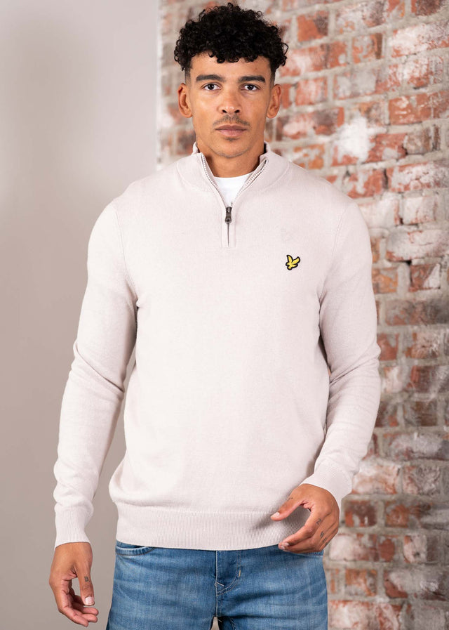Lyle & Scott Sweaters Cotton merino quarter zip jumper - cove