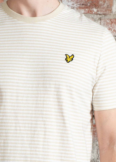 Lyle & Scott T-shirts Linen blend breton stripe t-shirt - luna white