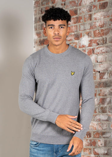 Lyle & Scott Truien Cotton merino crew neck jumper - mid grey marl