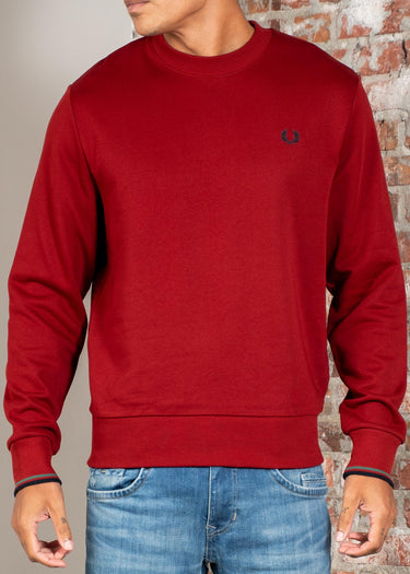 Fred Perry Truien Crew neck sweatshirt - burnt red sports green navy