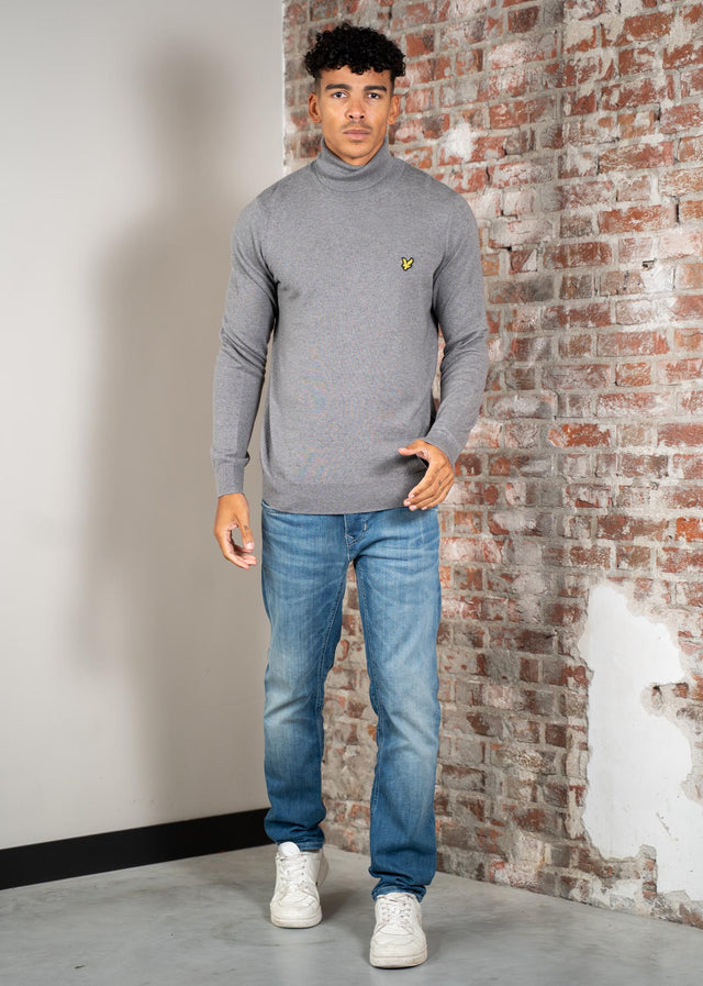 Lyle & Scott Sweaters Cotton merino turtleneck jumper - mid grey marl