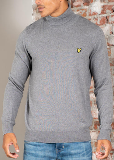 Lyle & Scott Truien Cotton merino turtleneck jumper - mid grey marl