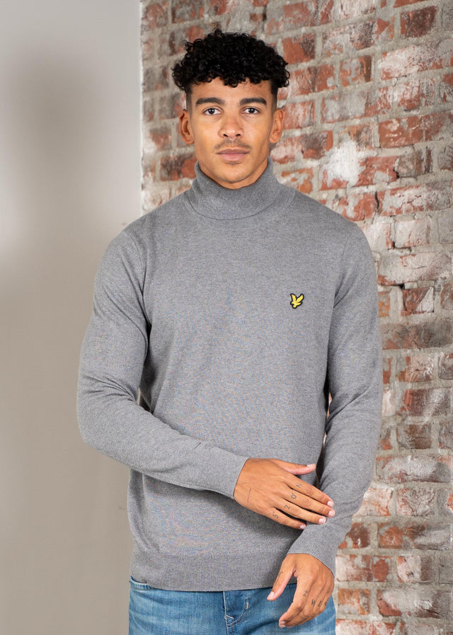 Lyle & Scott Sweaters Cotton merino turtleneck jumper - mid grey marl