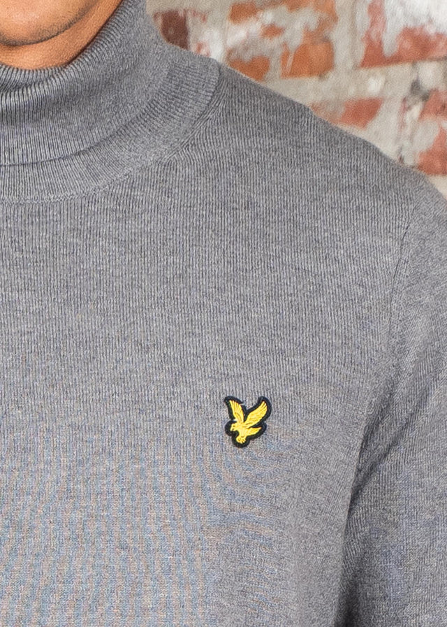 Lyle & Scott Sweaters Cotton merino turtleneck jumper - mid grey marl