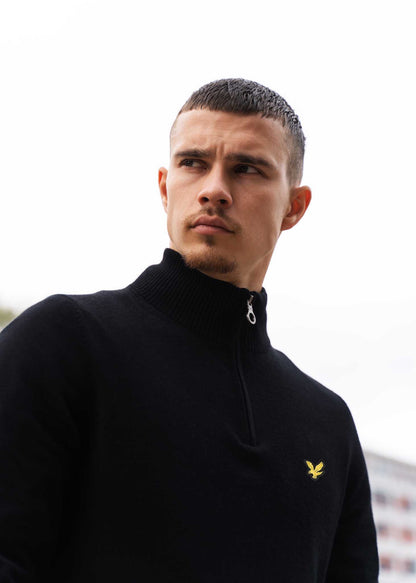 Lyle & Scott Truien  Cotton merino quarter zip jumper - jet black 